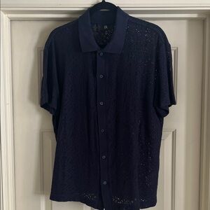 Banana Republic Open Weave Short Sleeve Button Down Mens M